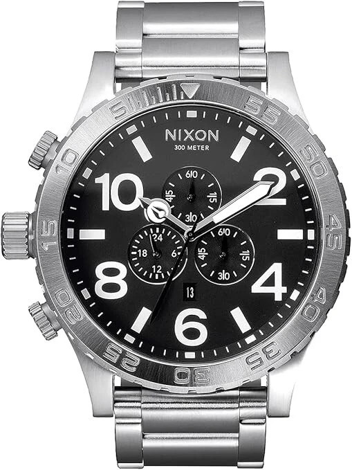 NIXON 51-30 – 51mm Bold Black Dial Stainless Steel Chronograph Watch # A083-510