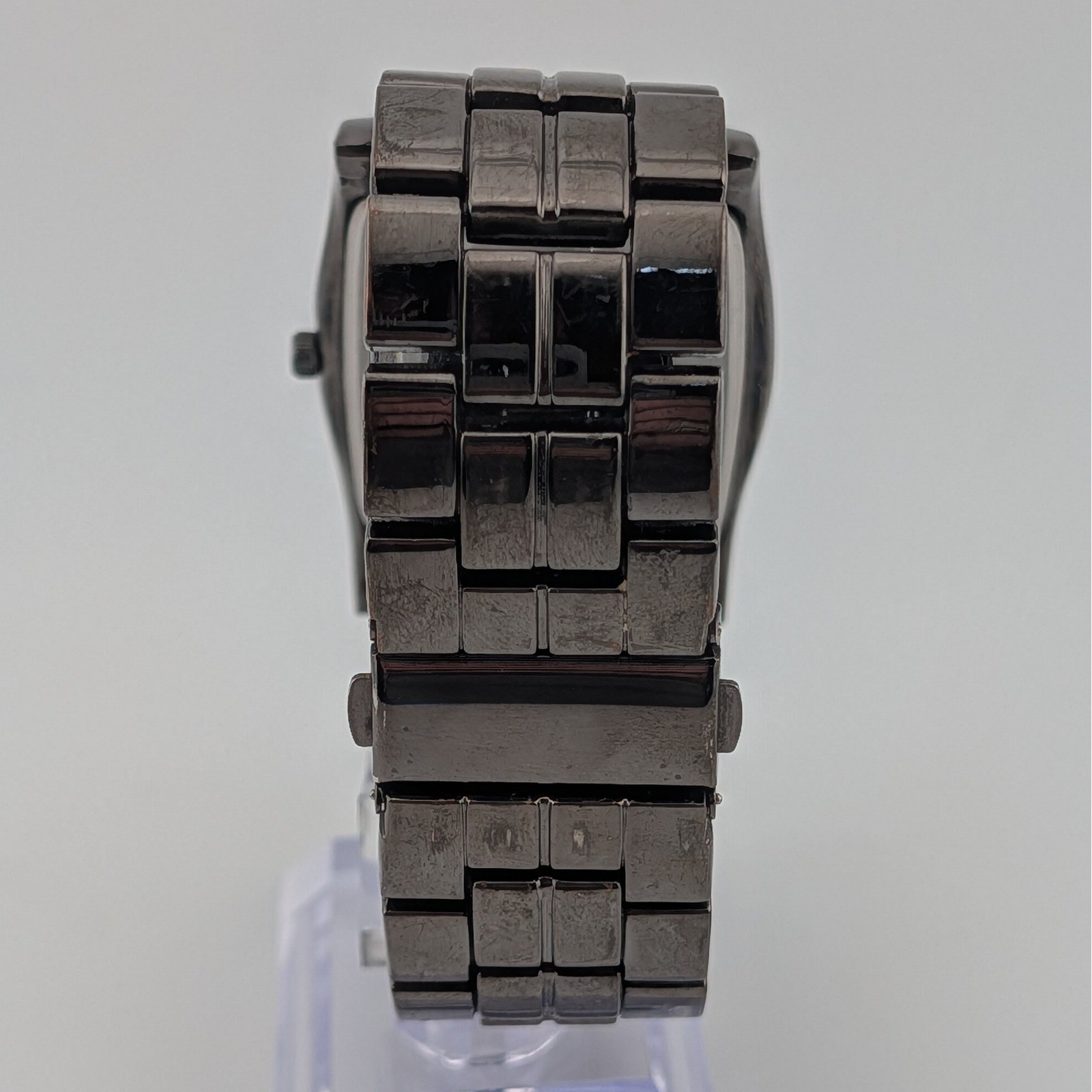 Rumours Gunmetal Dark Brown Rectangular Quartz Rose Gold Accents Watch