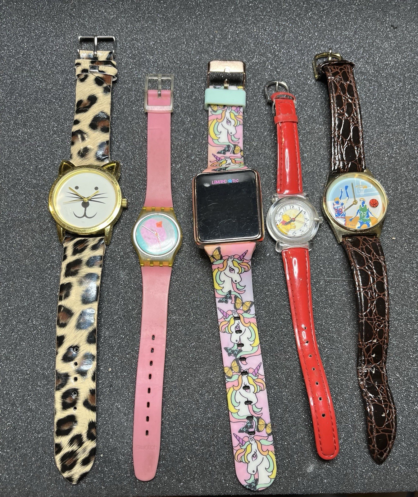 Lot Of 5 Kids Watches /Swatch /Disney /AccuTime /Others