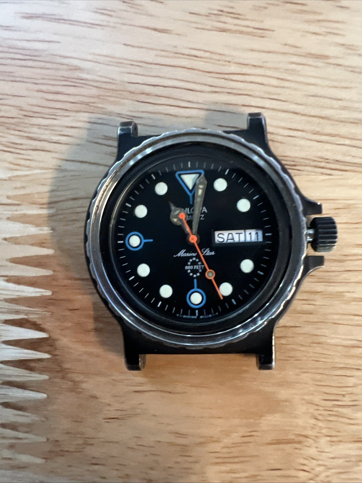 Bulova Marine Star Diver Black Watch C8671021 Running Missing dial but works