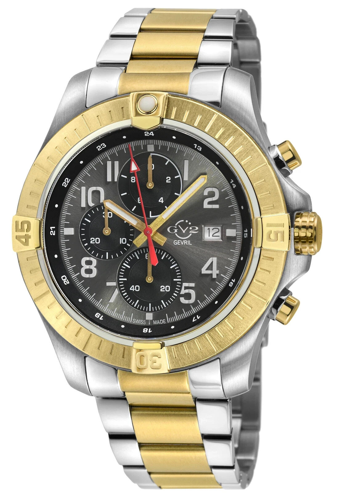 GV2 By Gevril Men’s 42804 T38 Chronograph Two-Tone IP Stainles Steel Swiss Watch