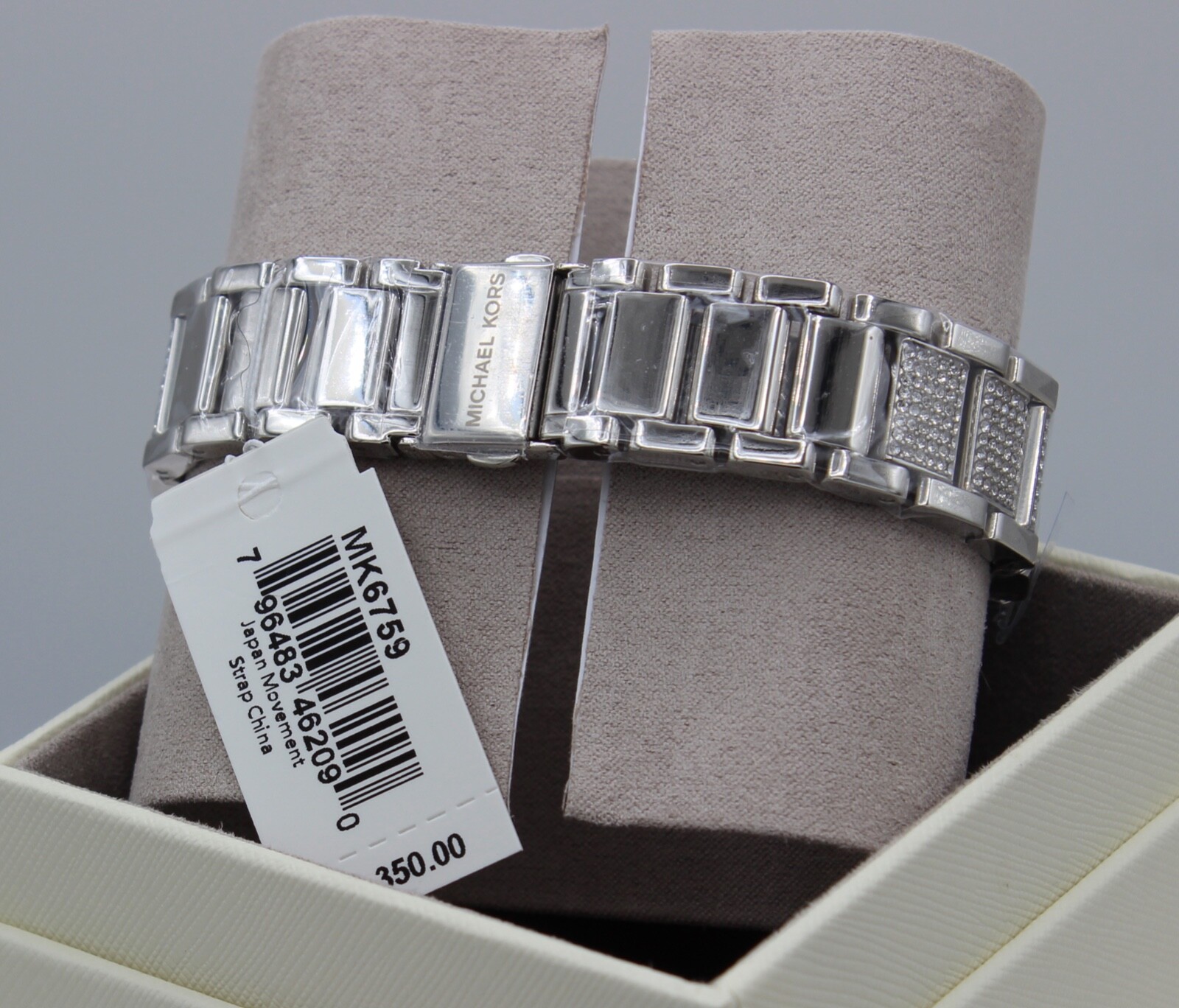 NEW AUTHENTIC MICHAEL KORS PARKER SILVER CHRONOGRAPH CRYSTALS WOMEN MK6759 WATCH