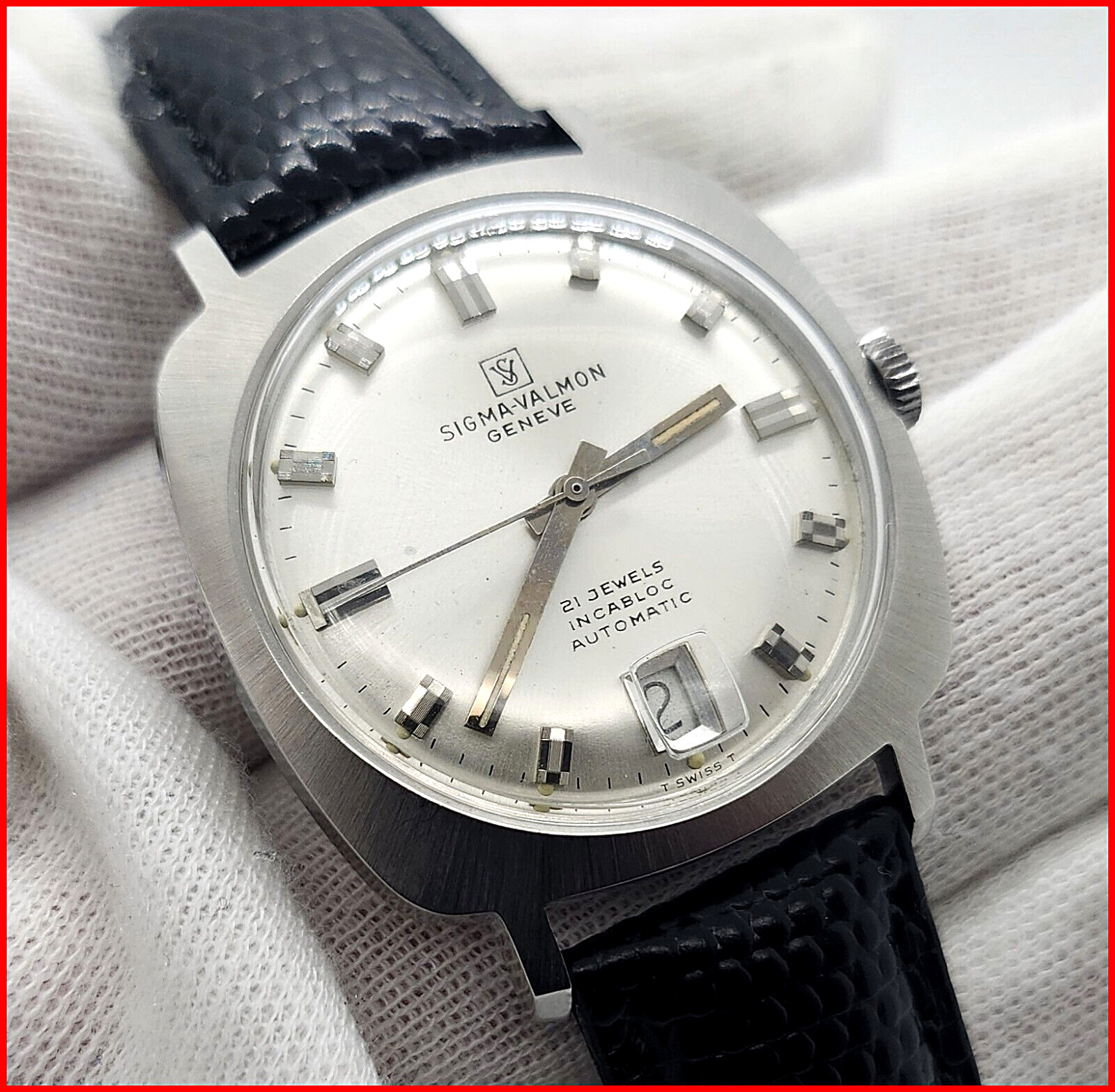 Rare Sigma-Valmon Geneve Automatic ETA 2452 Date 34mm Steel Men’s Watch Serviced