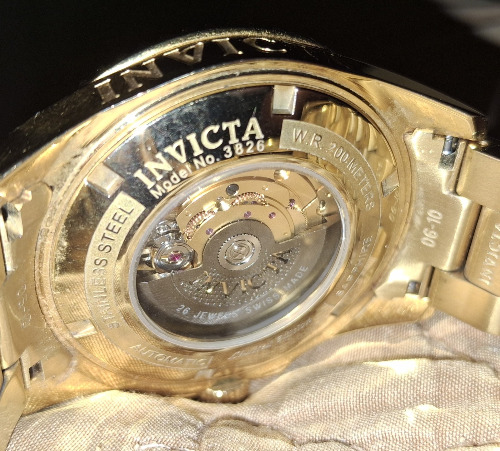 Invicta Mod.3826 Men’s Automatic Jewels Silver Dial Blue/Gold Bezel Date 200m
