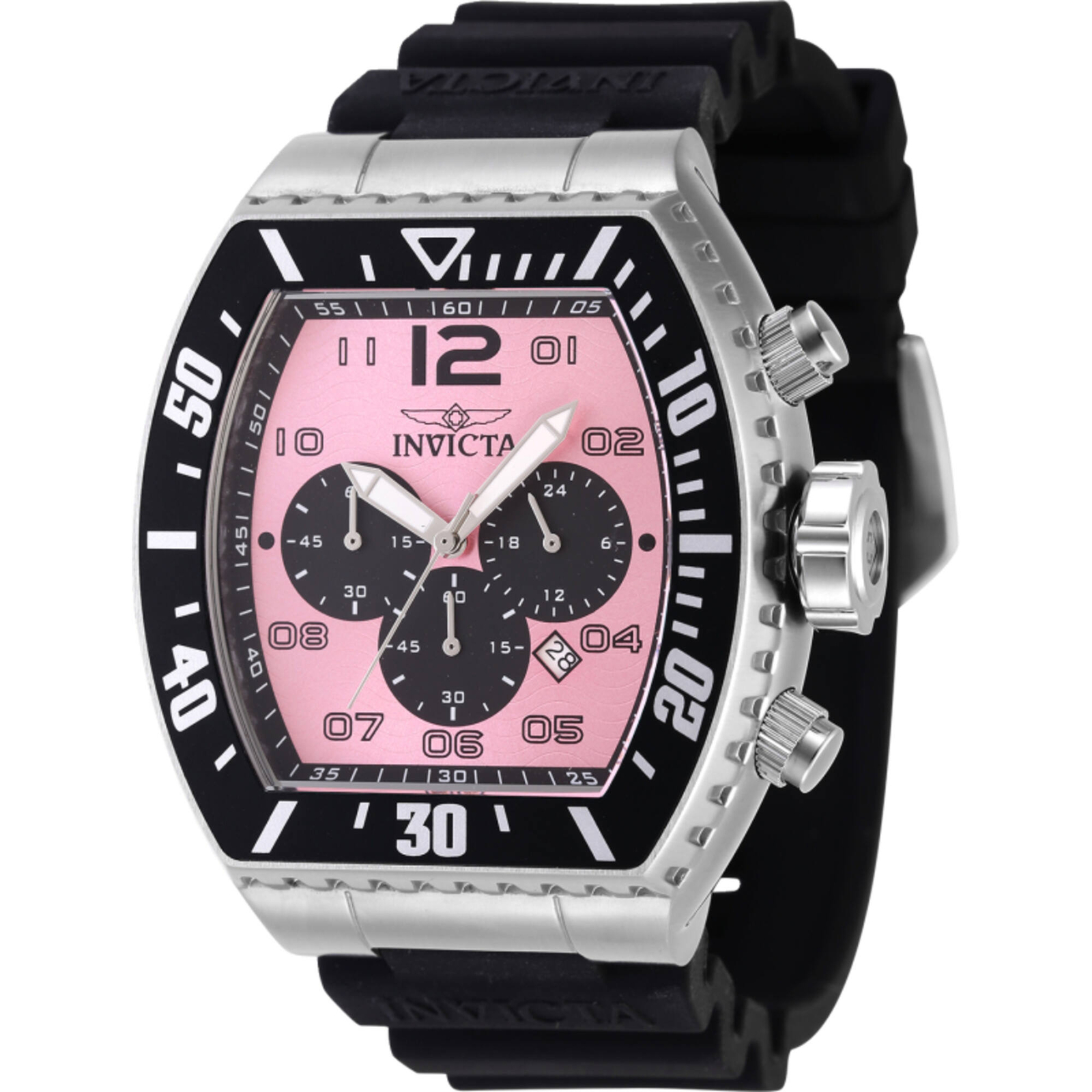 Invicta Men’s Watch Pro Diver Chronograph Quartz Pink, Black Dial Strap 47286