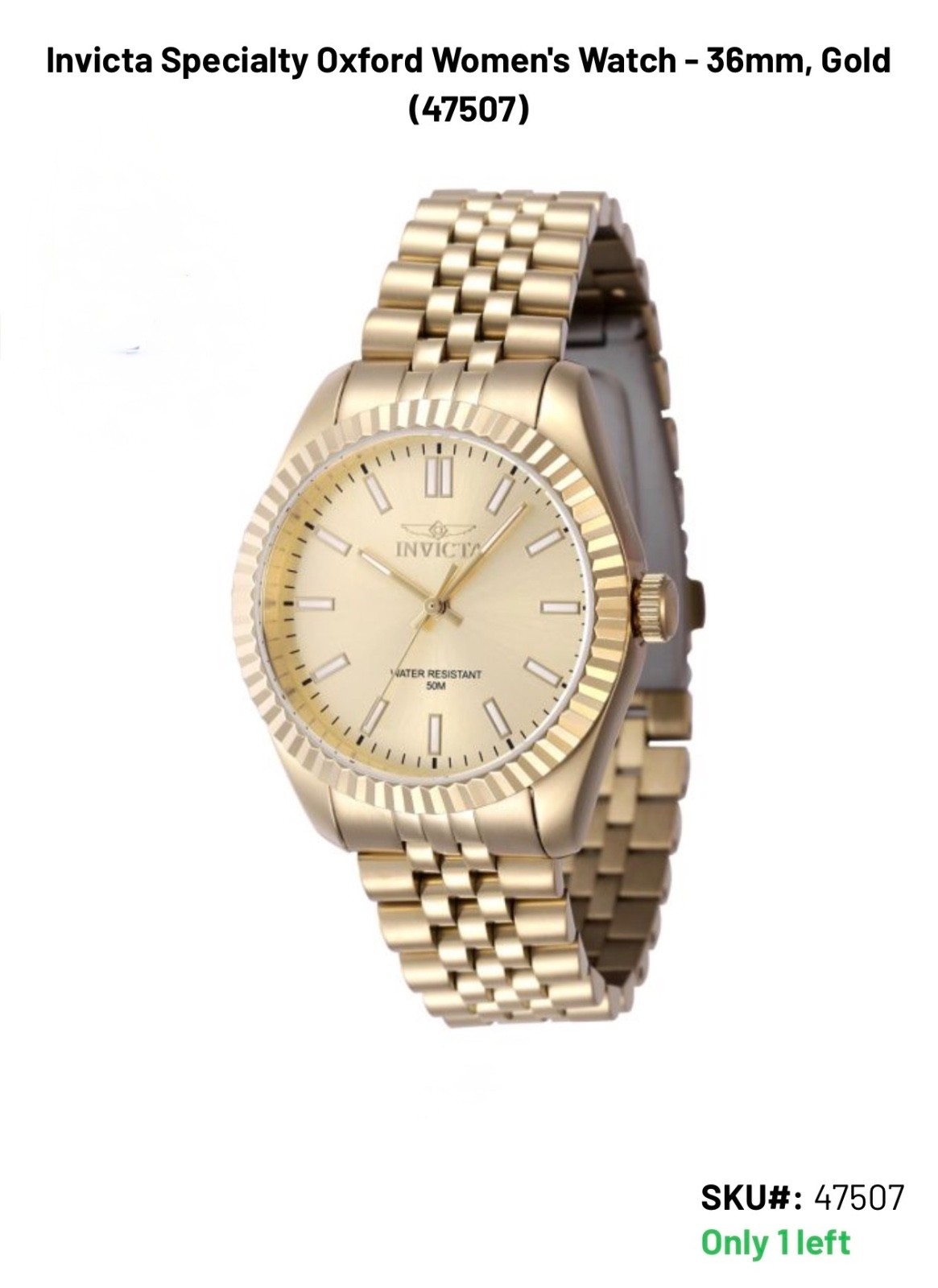 Invicta Specialty Oxford Women’s Watch – 36mm, Gold (ZG-47506)