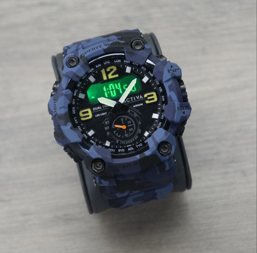 Activa Black Ops Digital 56 mm Watch Camouflage Blue ACW1637-003