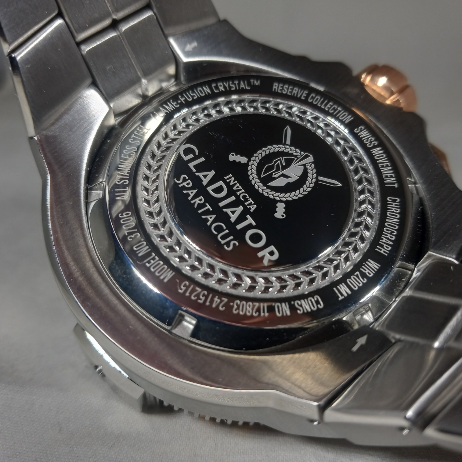 INVICTA 1.64 CTW DIAMOND GLADIATOR SPARTICUS 59mm SILVER ROSE MEN’S WATCH 37006