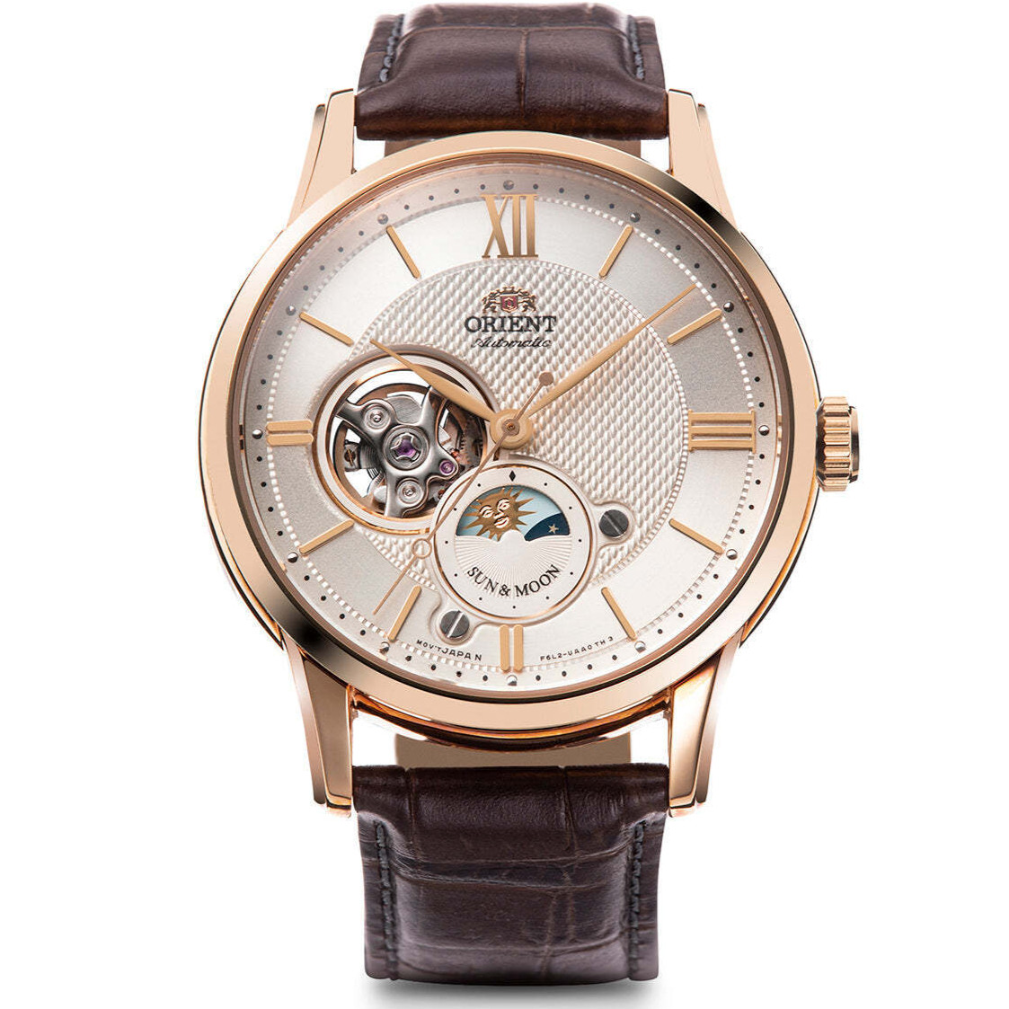 ORIENT CLASSIC SUN＆MOON RN-AS0002S Mechanical Automatic Watch Brown Band 42mm