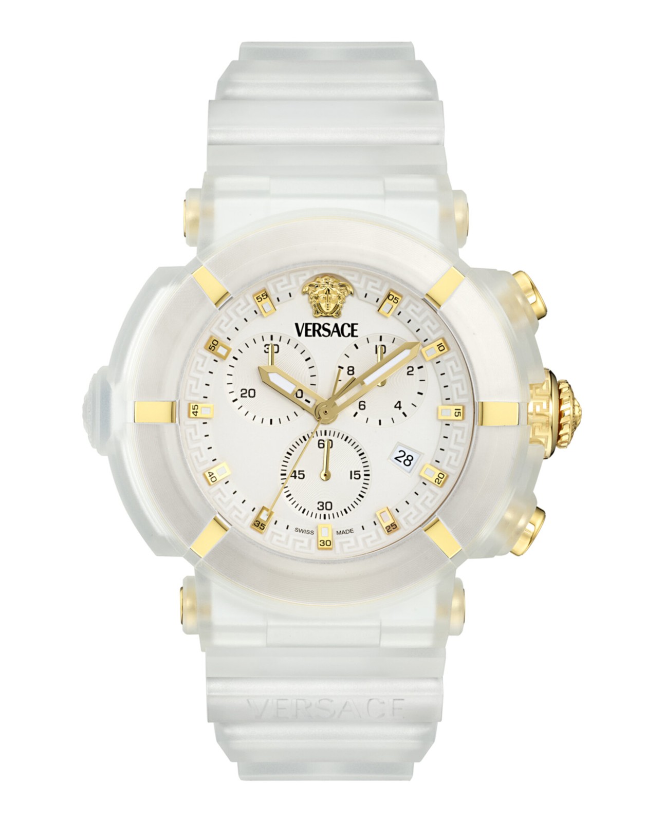Versace Mens White 45mm Strap Fashion Watch