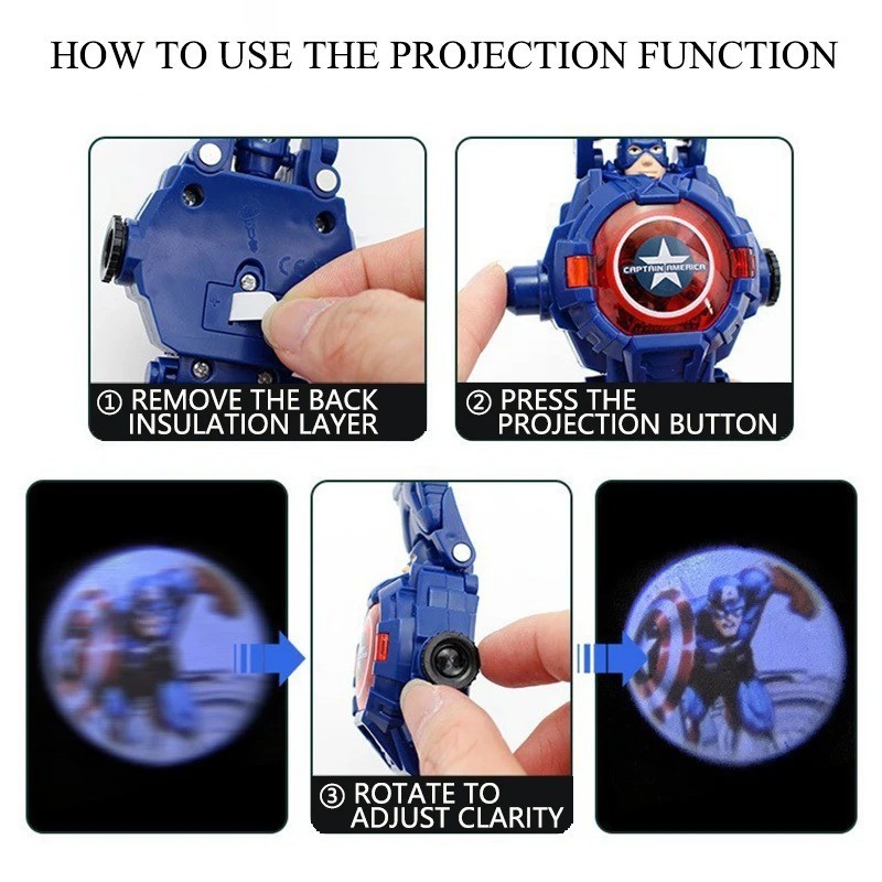 Fashion 24 Projection Patterns Spiderman Children Watches for Boy Deformation