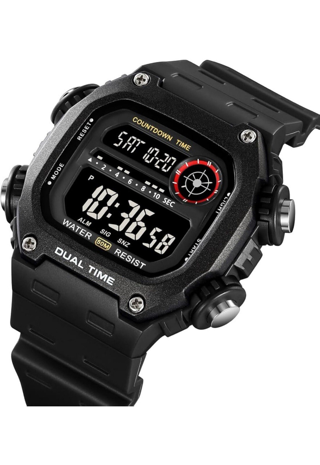 Men’s Digital Watch – Square Waterproof -Sports LED with Date & Alarm