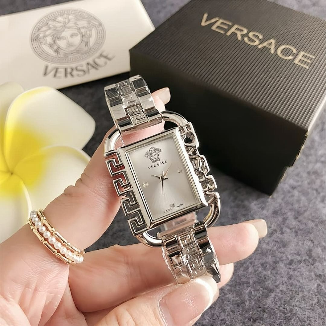 Versace Quartz Watch – Small Square Dial 29mm – Alloy Wristband with Box TaxFree