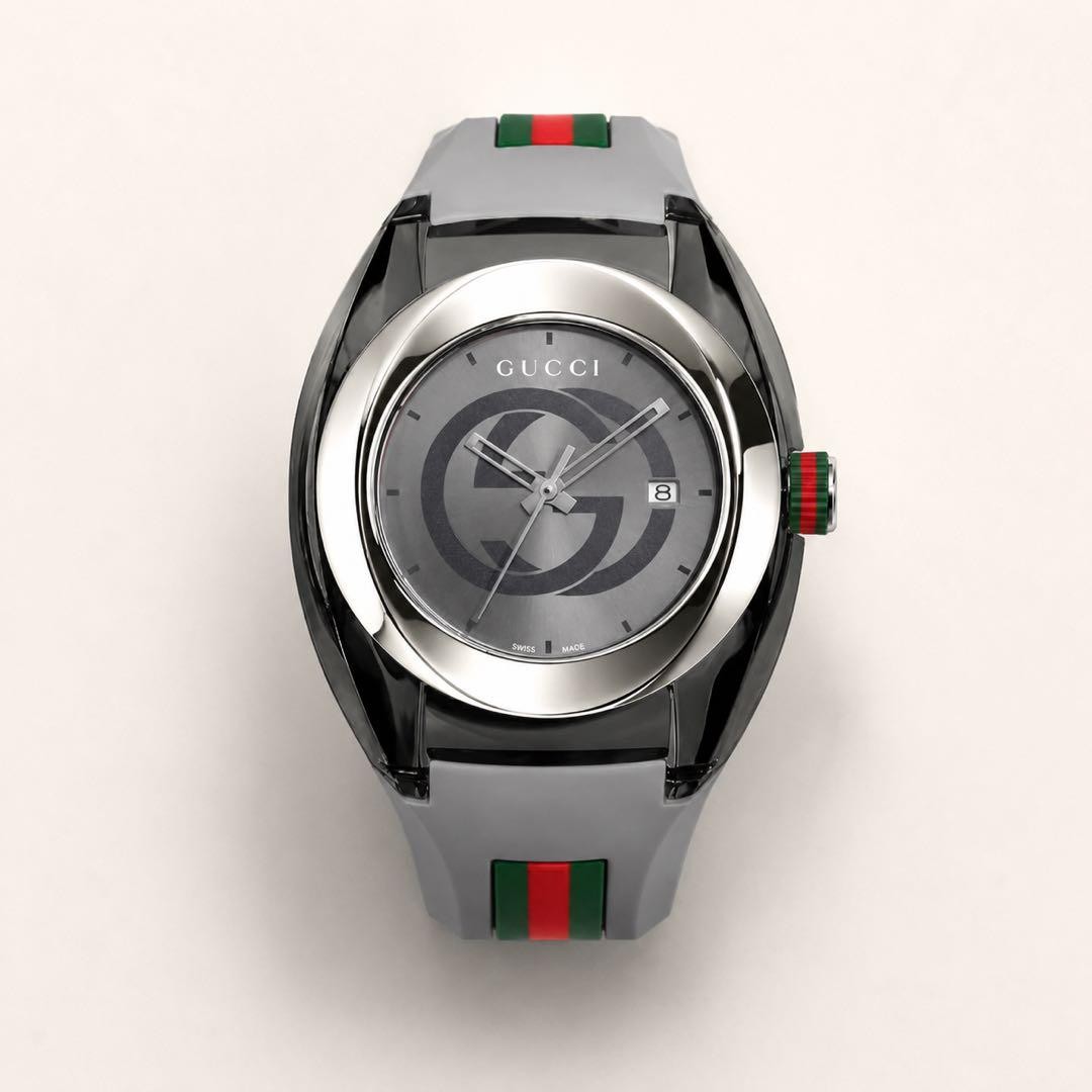 New Gucci Watch Rubber Strap SYNC Gray YA137109A