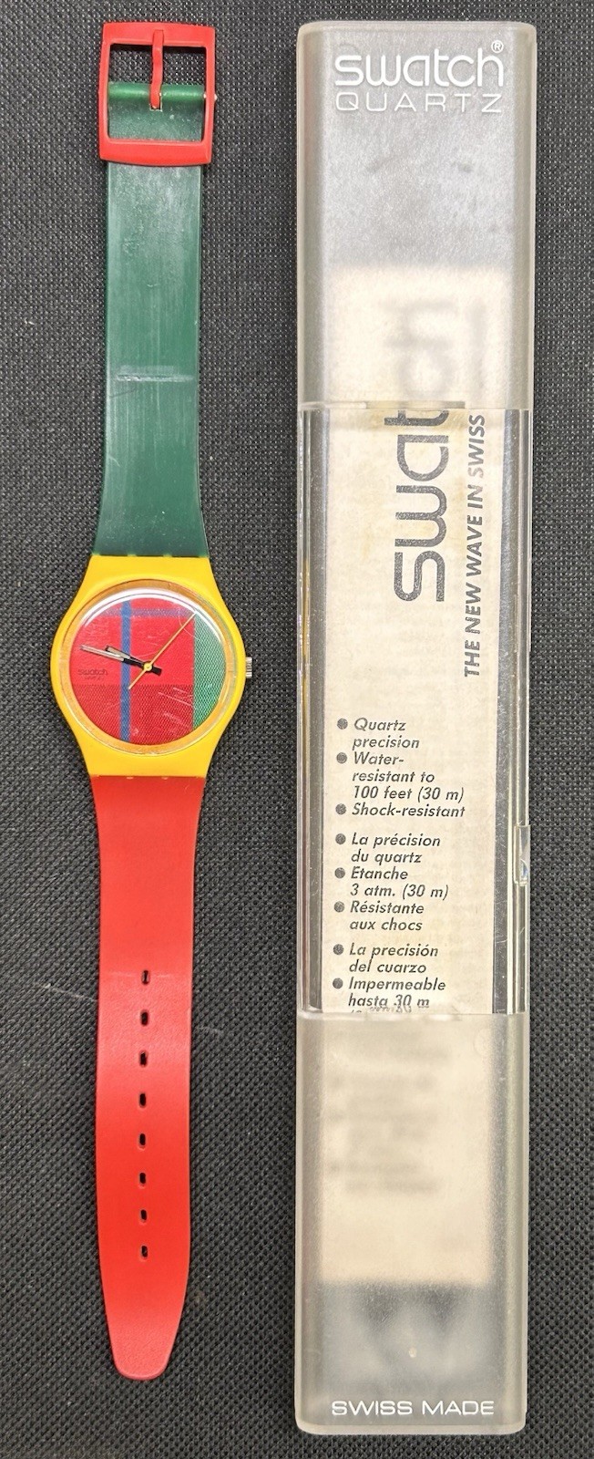 SWATCH Rare Vintage Swatch McGregor (GJ100) Wristwatch! Green, Yellow, Red