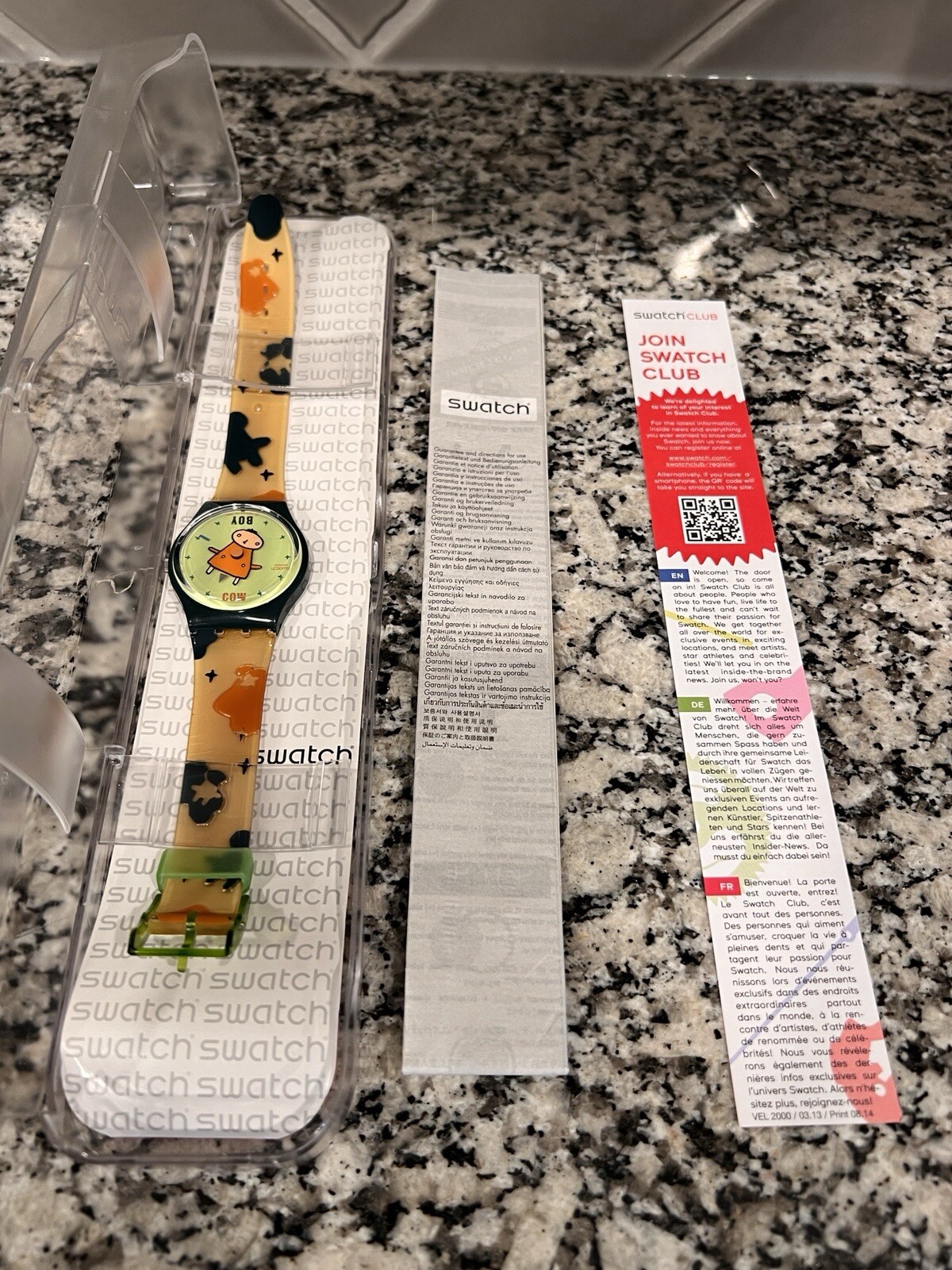 Vintage 1999 Rare Swatch Watch Cow Boy With Original Case And Manual. Never Worn