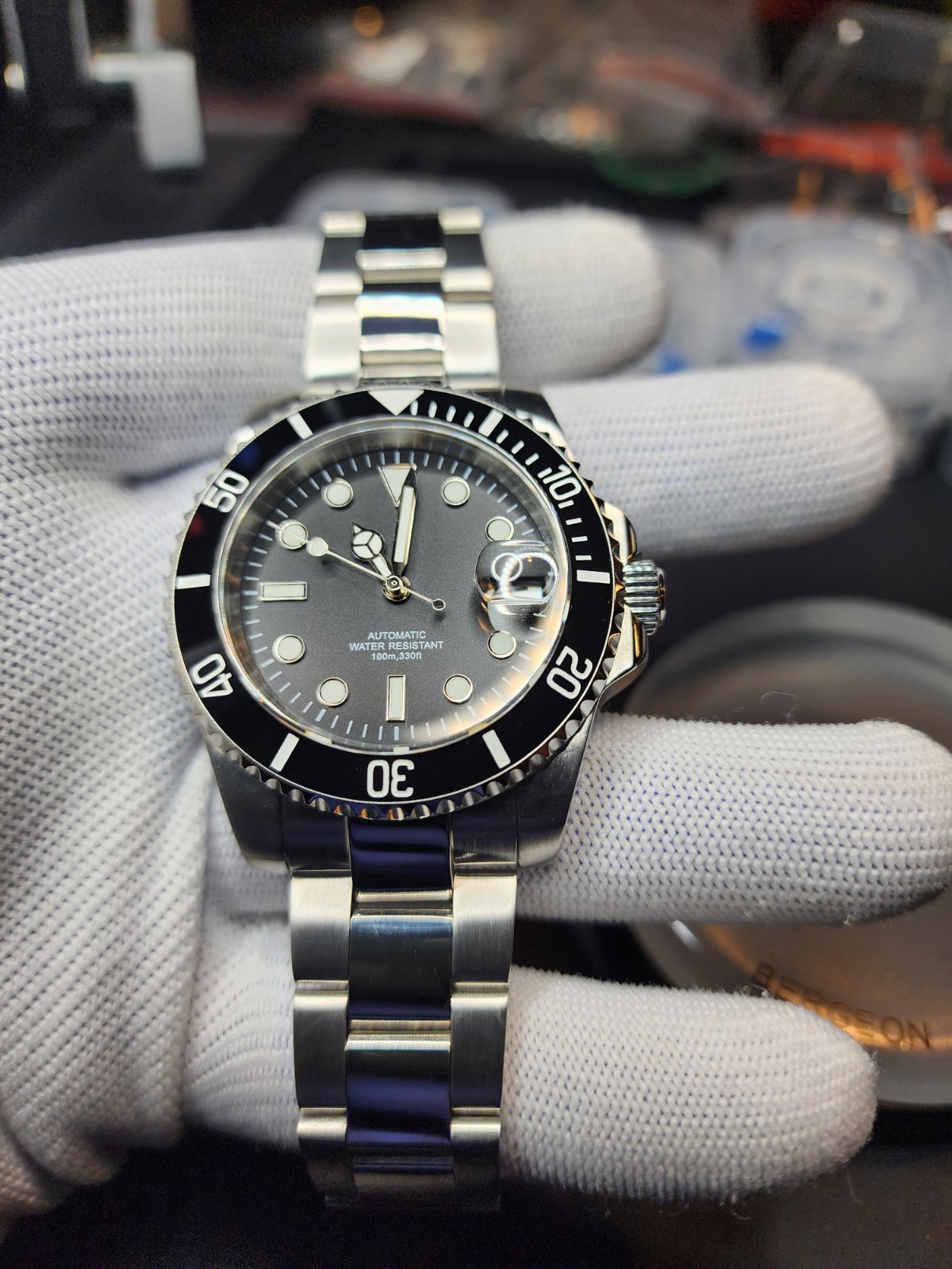 40mm Black Bezel & Dial TMI NH35 Automatic Stainless Steel Watch