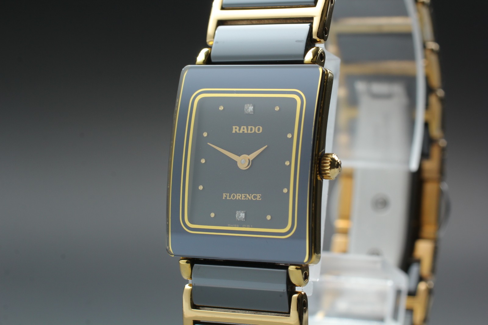 [Near MINT] Rado Florence 153.3606.2 Black Dial 2p Diamond Quartz Women Watch