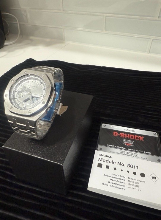 Authentic Casio G-Shock GA-2100 Custom Silver Silver Dial Luxury Hip Hop
