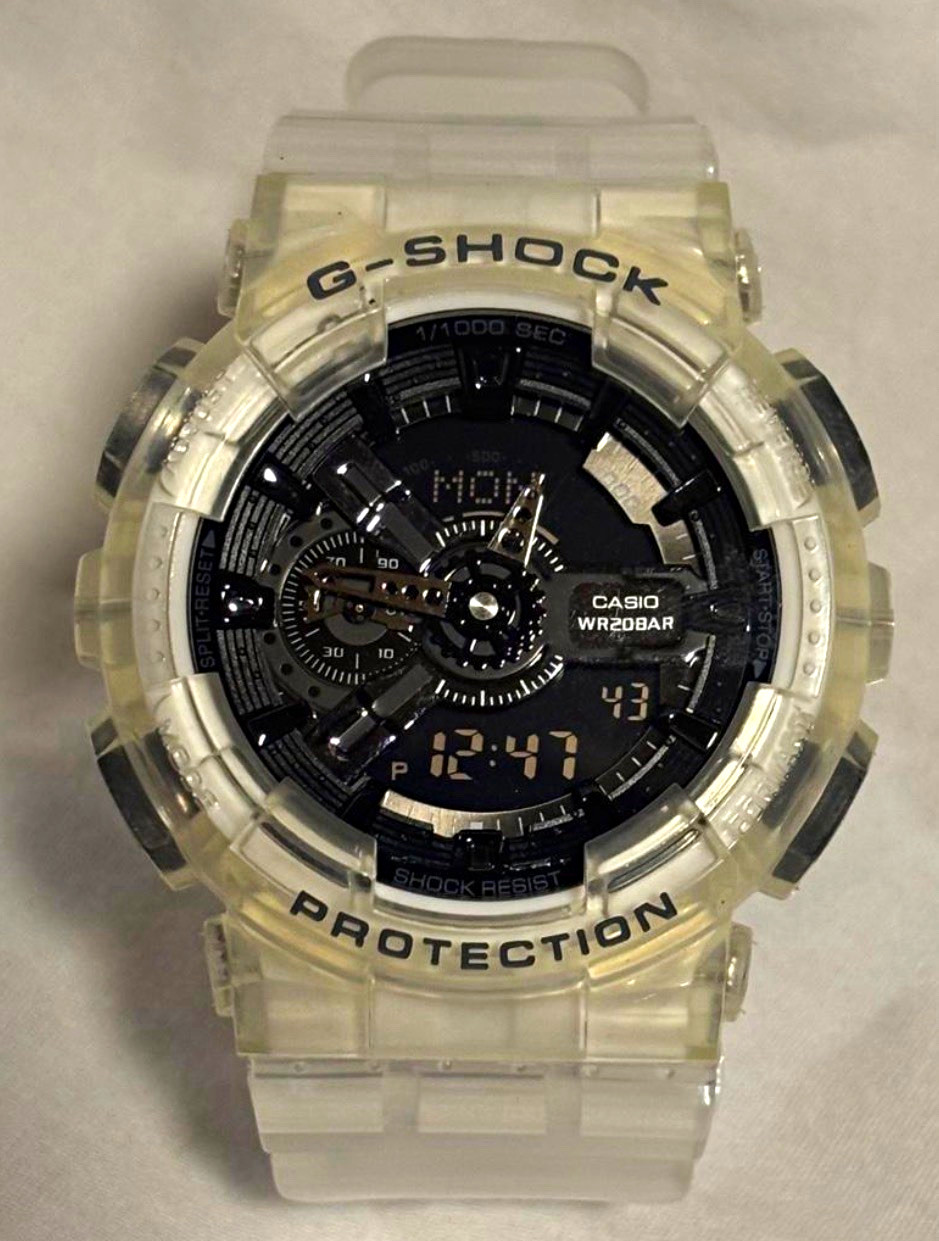 Casio G-SHOCK Shock-Resistant Quartz Analog/Digital Clear Resin Watch 200m