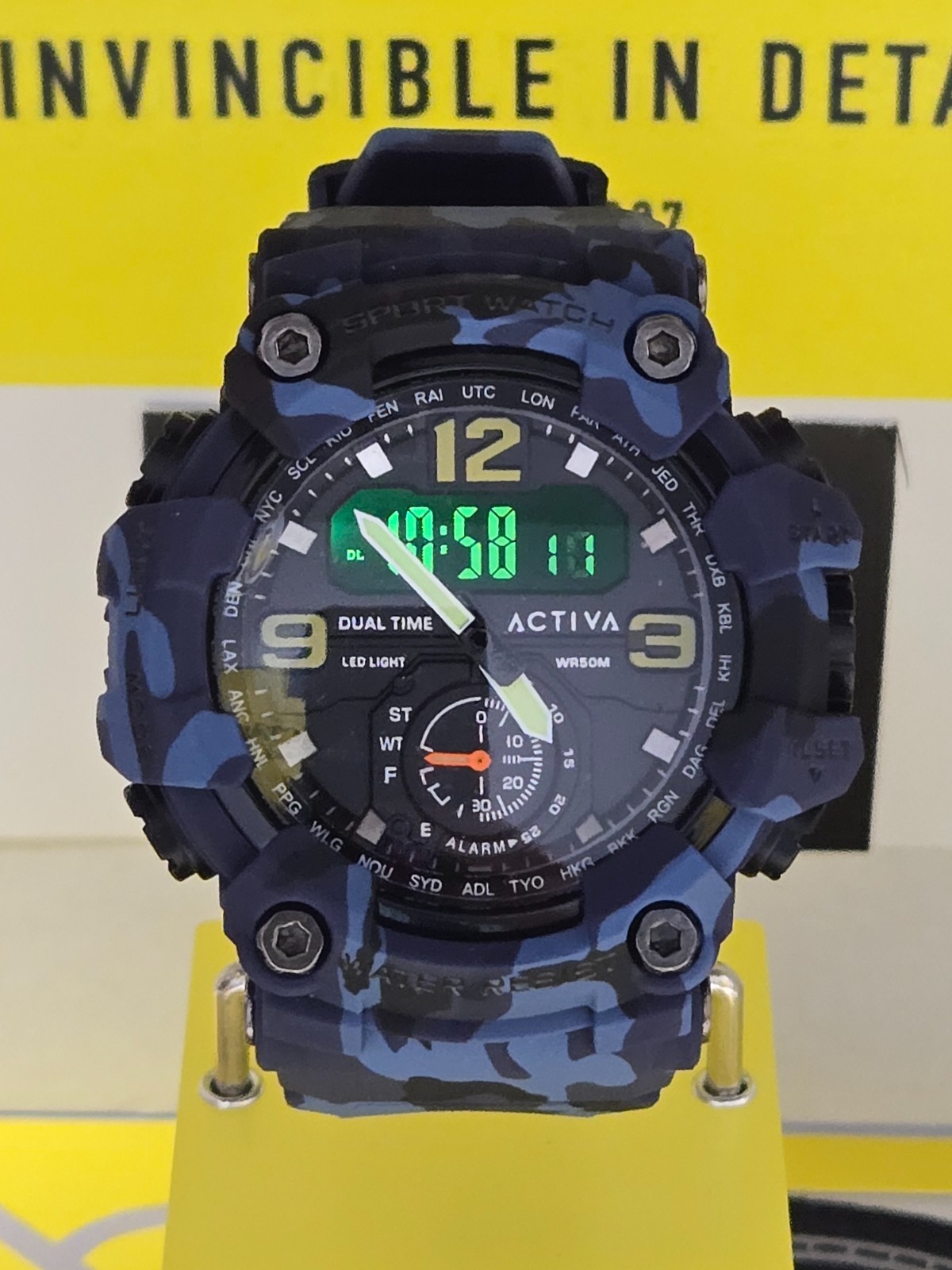 Activa X Invicta BlackOps Multifunction Digital Men’s Watch 56mm Camo Blue NEW
