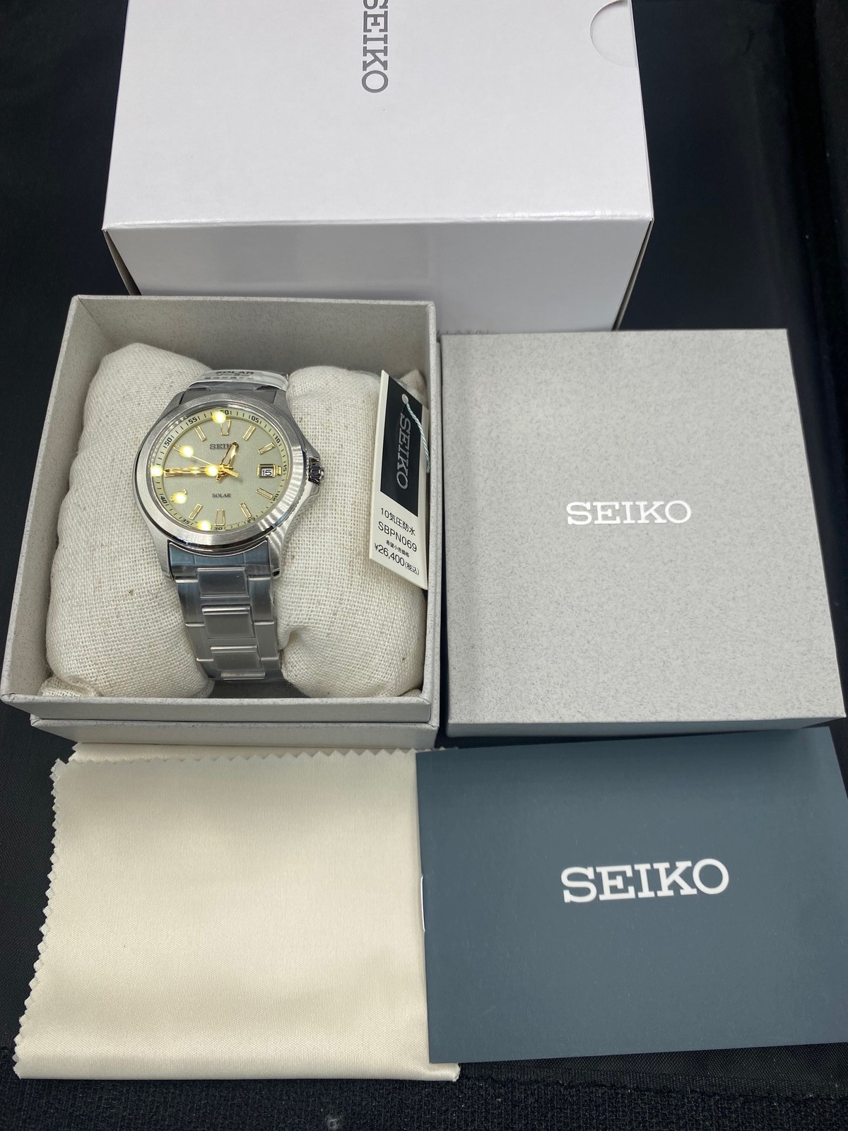 Seiko Selection SBPN069 Solar Men’s Watch Off White Dial Date Stainless Steel