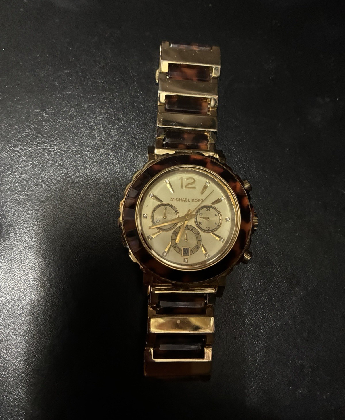 Michael Kors Women’s Gold Tone Brown Tortoise Quartz Chronograph Date 40mm