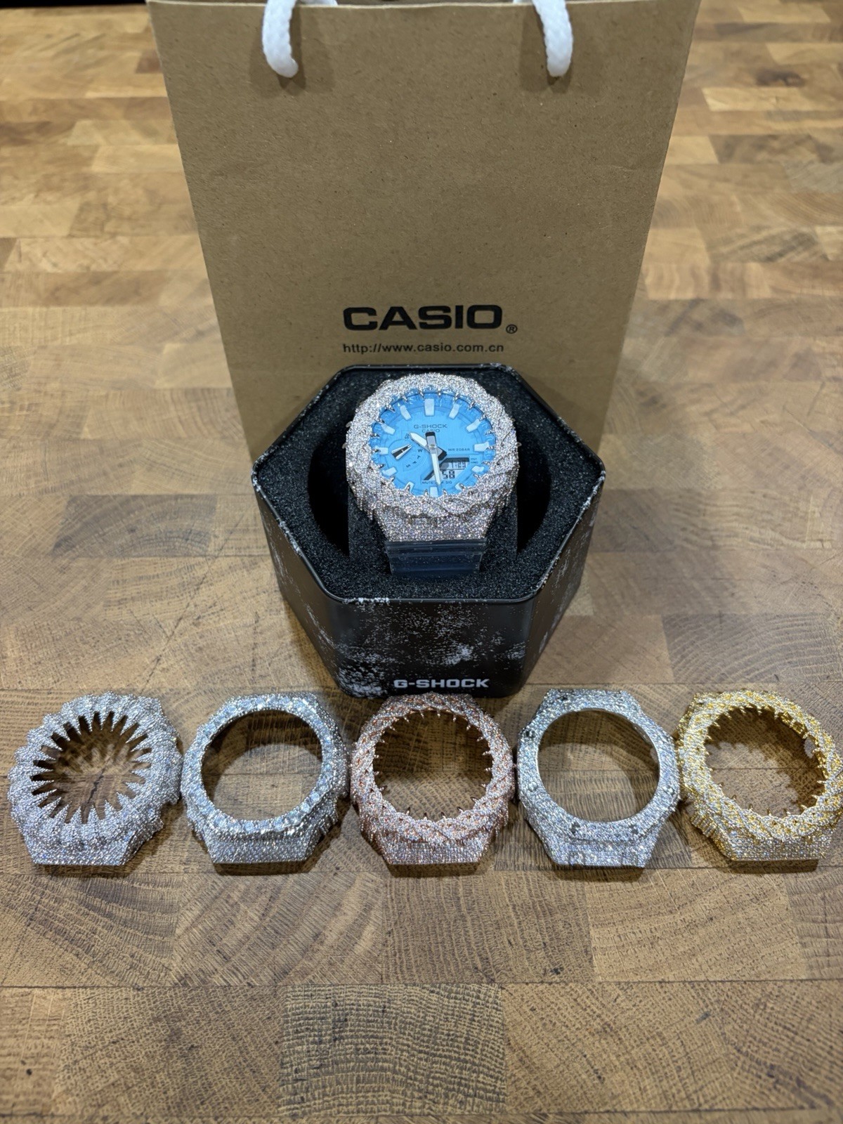 Casio G-SHOCK Analog-Digital Blue Dial Clear Resin Band 200m Quartz 45mm