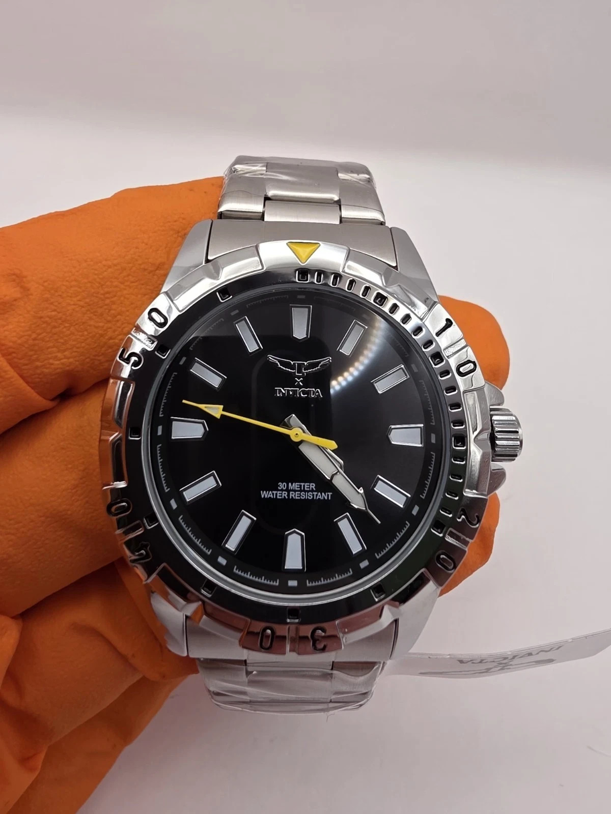 Invicta 69040 Men’s Quartz Watch Black Dial Yellow Accents 43 Mm