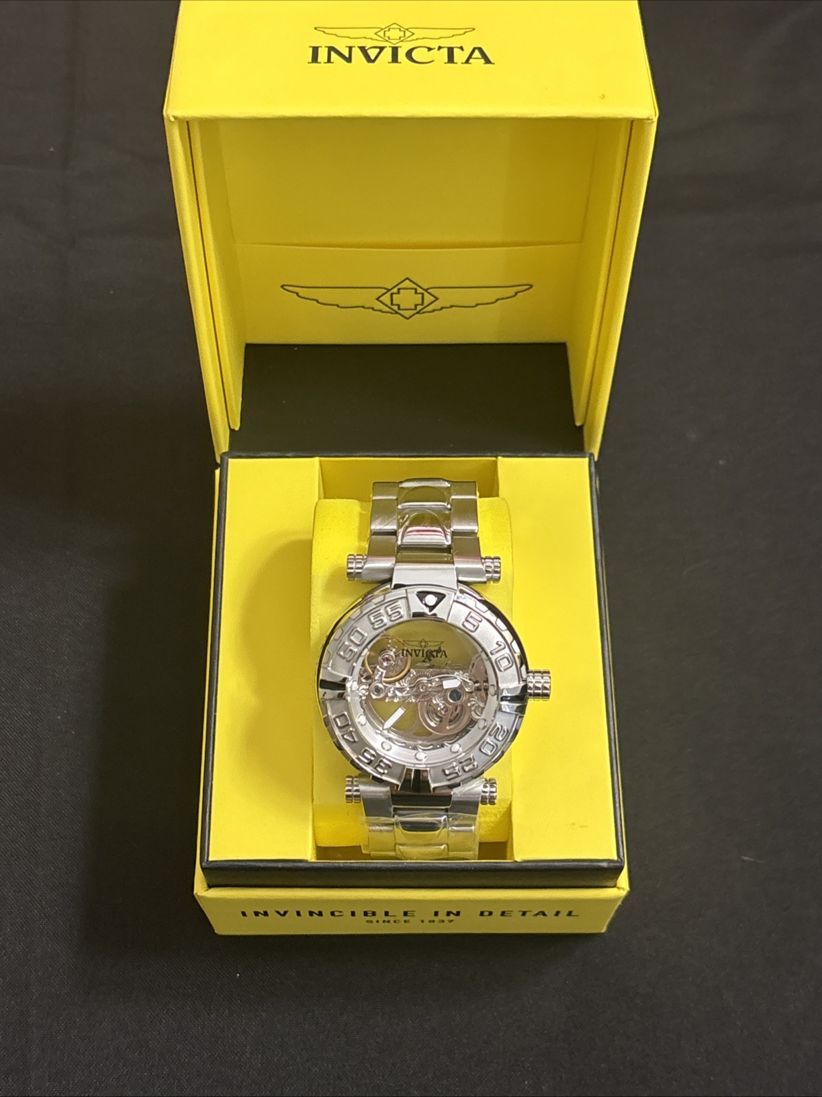 Invictas 47mm Automatic Silver “Subaqua” On SS Band Mens Big Boy Watch #49499