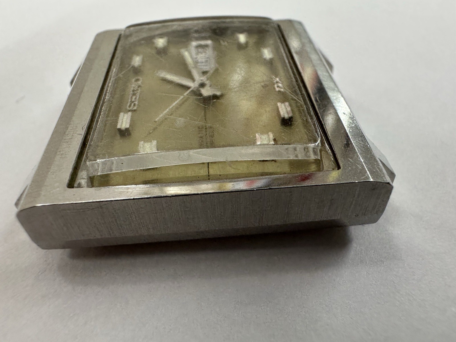 1970s Seiko 17j Rectangular Stainless Steel Automatic Watch 6106-5009 DX RUNS!