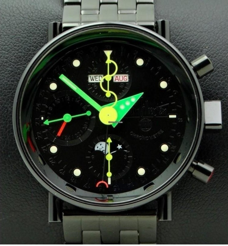 ALAIN SILBERSTEIN KRONO 2 BLACK LIMITED EDITION FULL SET REF. 7751 DOCUMENT/BOX