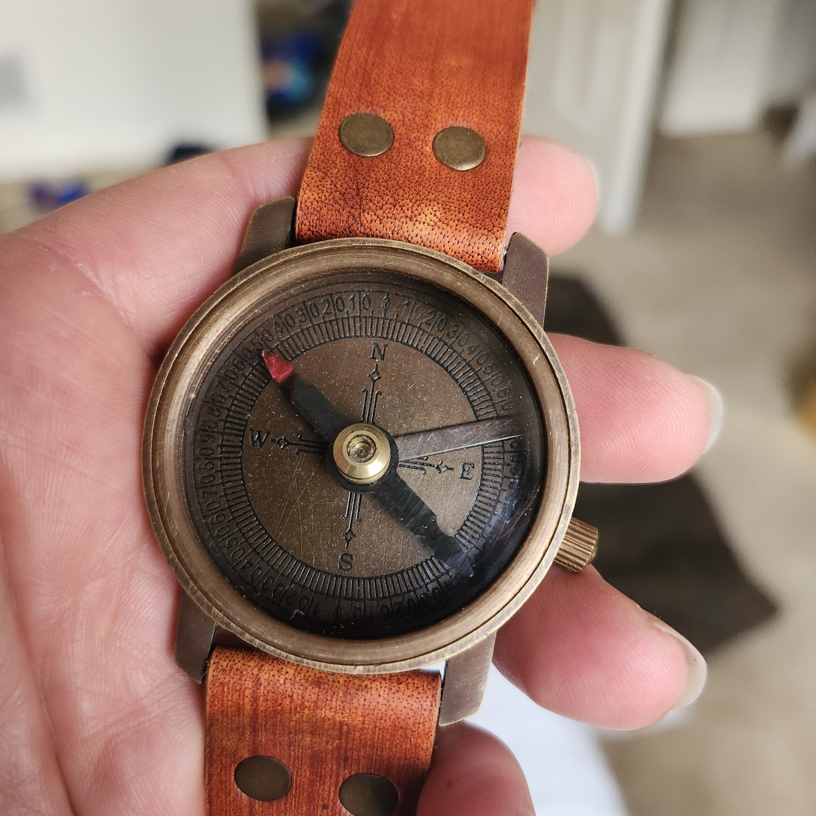 Thick & Chunky handmade artisan compass Tool Designed In watch Format NAVIGATION