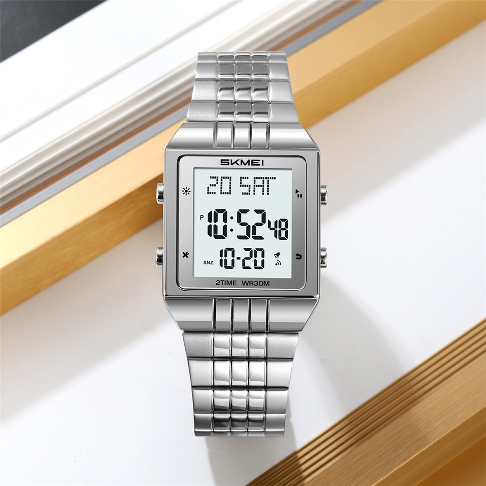 SKMEI Men Rectangle Watch Digital LED Wristwatch Steel Electronic Sport Watches