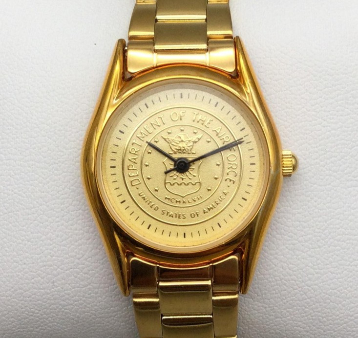 Department of the Air Force Watch Women 26mm Gold Tone New Battery 7.25″