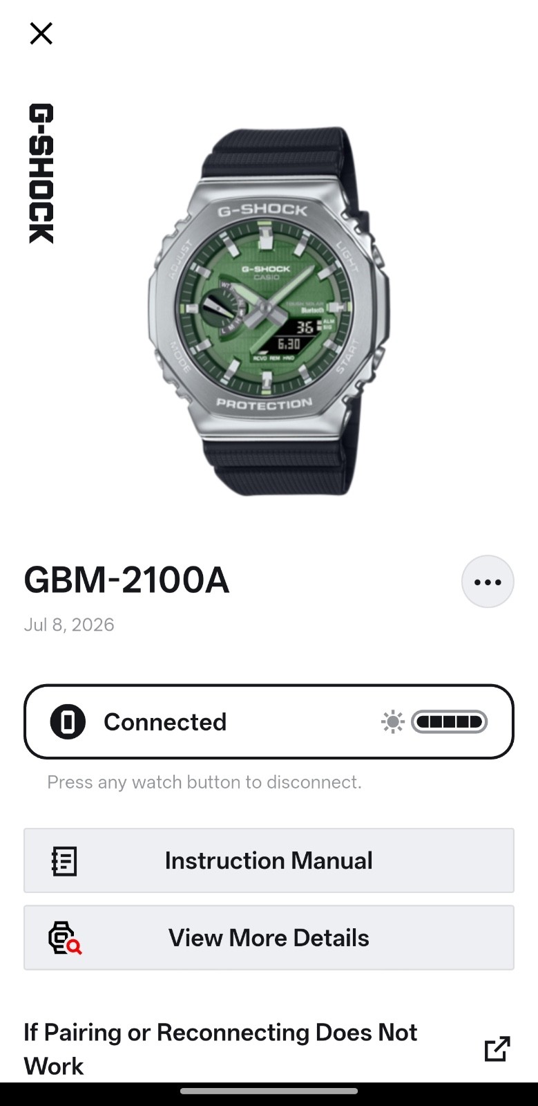Casio G-Shock GBM-2100A-1A3ER (TOUGH SOLAR, BLUETOOTH, GREEN DIAL)