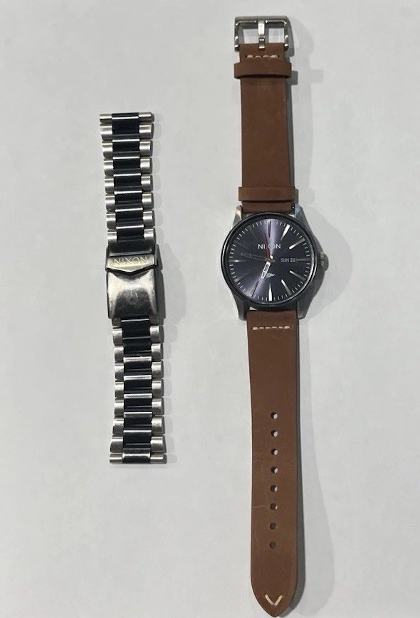Nixon The Sentry SS Primitive Skateboarding Blue Dial Leather Strap Quartz 100m