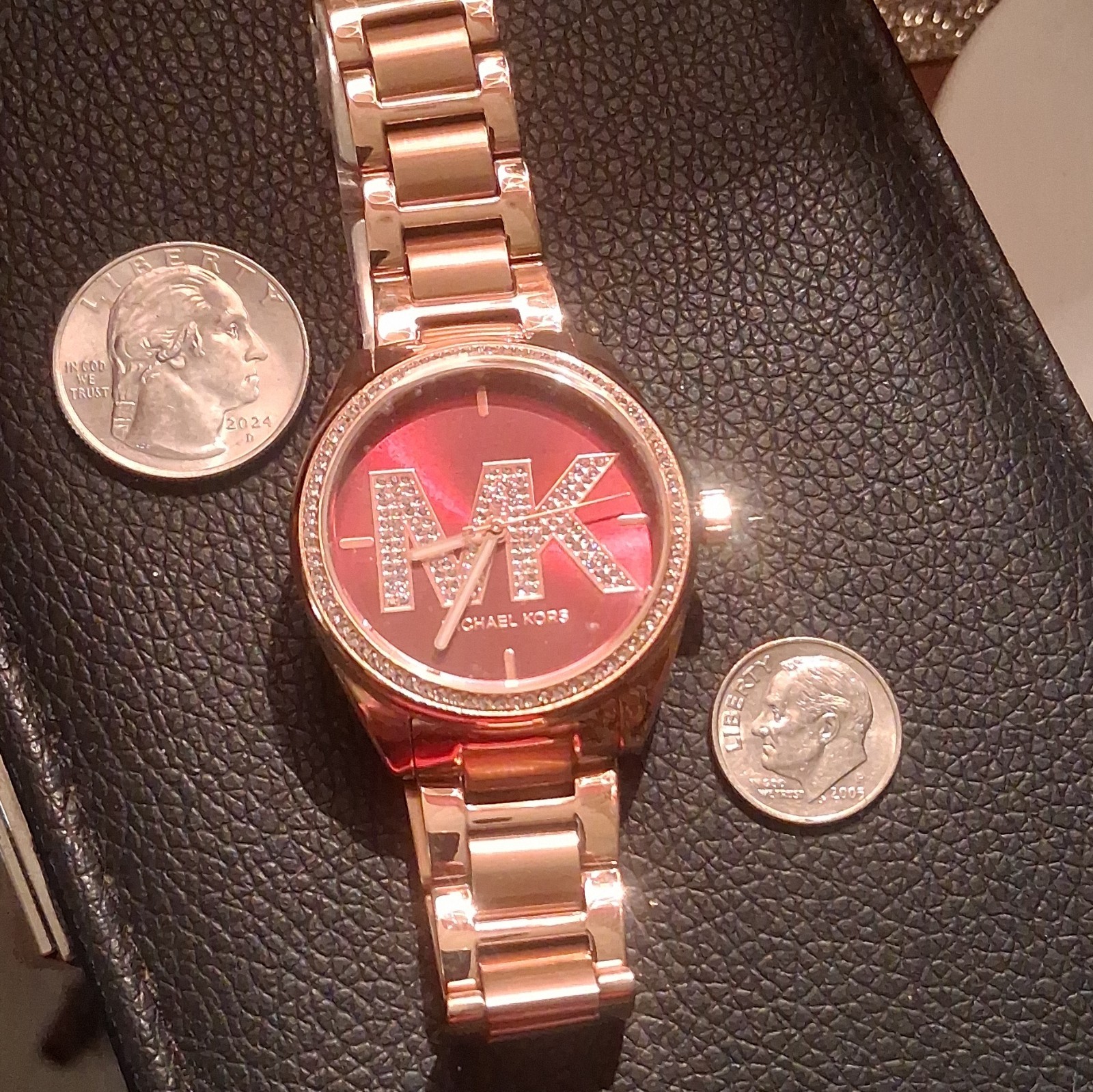 Michael Kors MK7382 Women’s Quartz Analog Rose Gold Pink Logo Dial 50m