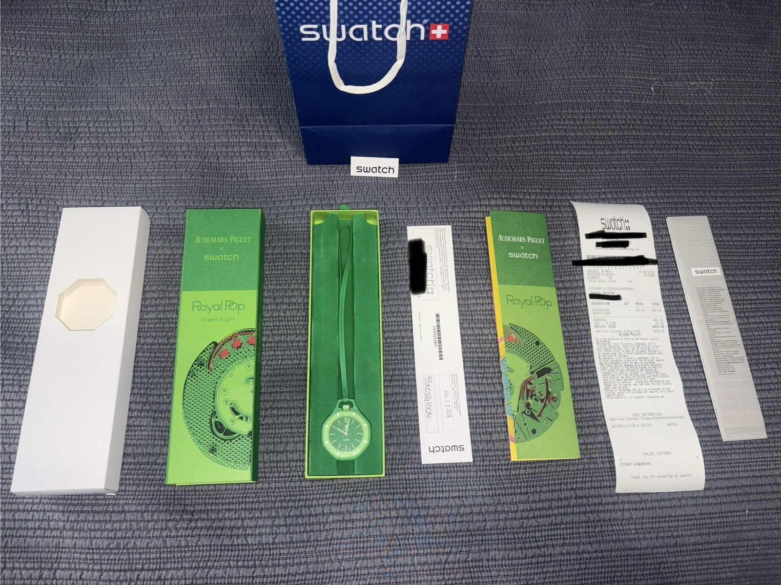 Swatch x Audemars Piguet AP Bioceramic Royal Pop Green Eight All Accessories