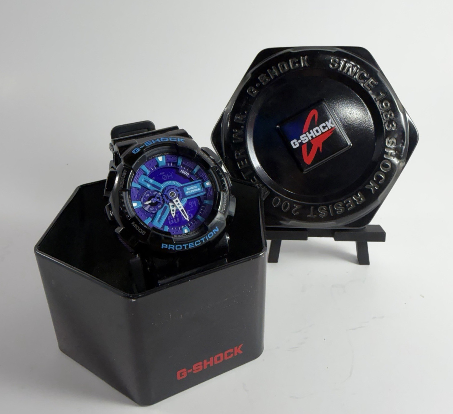 Casio G-Shock GA-110HC Hyper Colors Black Watch New Battery Serviced Tin