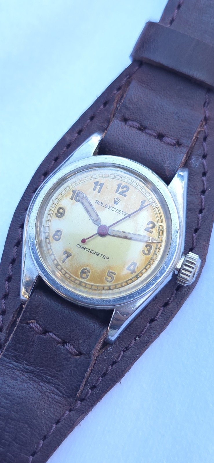 Vintage ROLEX Oyster Chronometer Ref 2595 Military 29mm Patina Dial Manual Watch