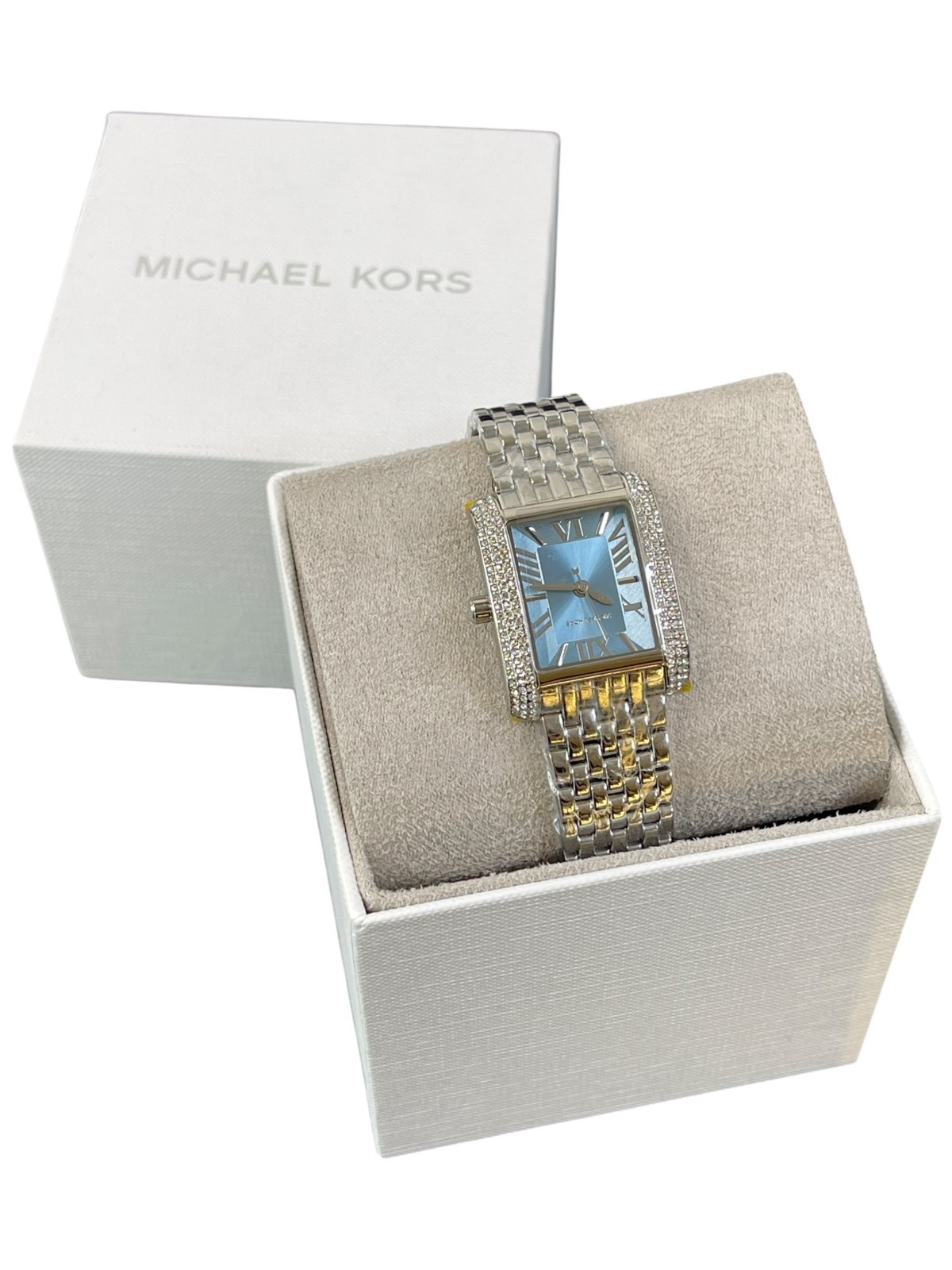 New Michael Kors Ladies Stainless Steel & Blue Diamond Dial Watch MK-4829 $250