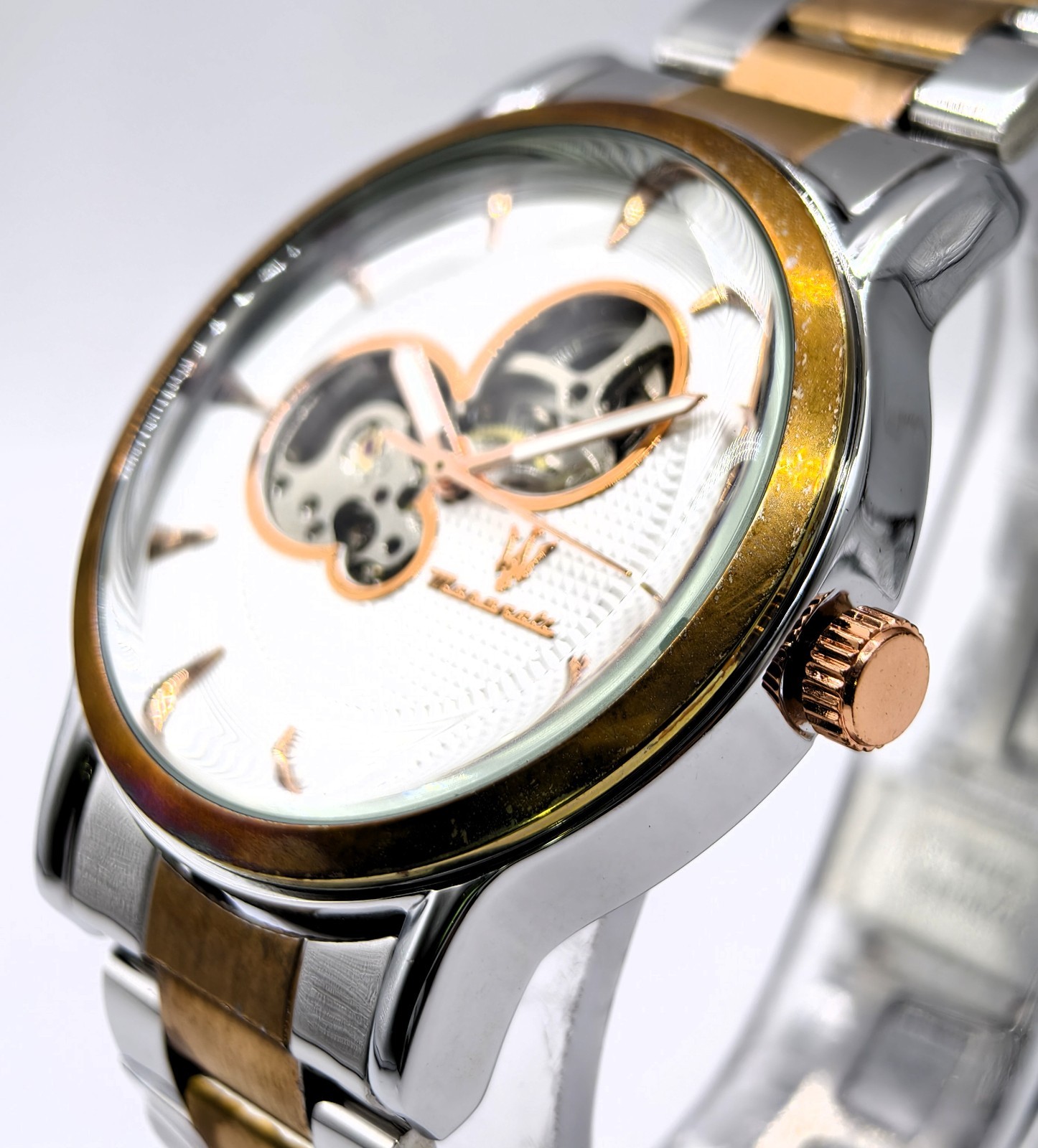 Excellent Maserati White Dial Automatic Dual Tone Band Men’s Wrist Watch