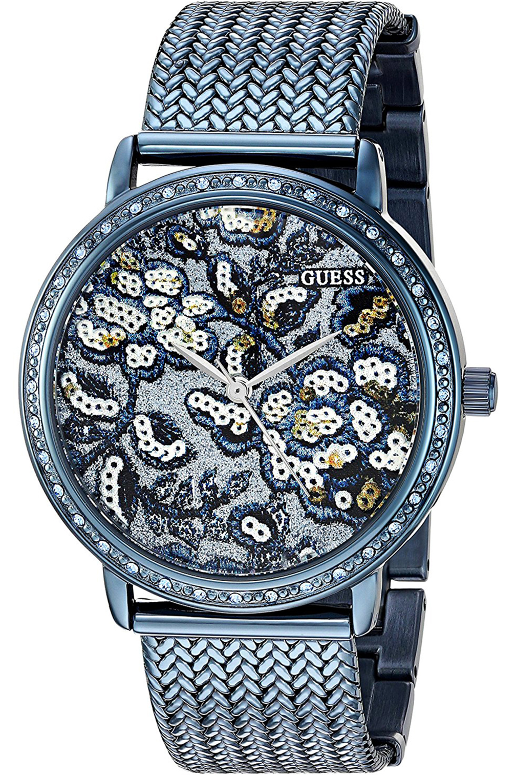 GUESS W0822L3,Ladies Dress,Stainless Steel,Blue-Tone,Crystal Accented Bezel,30m