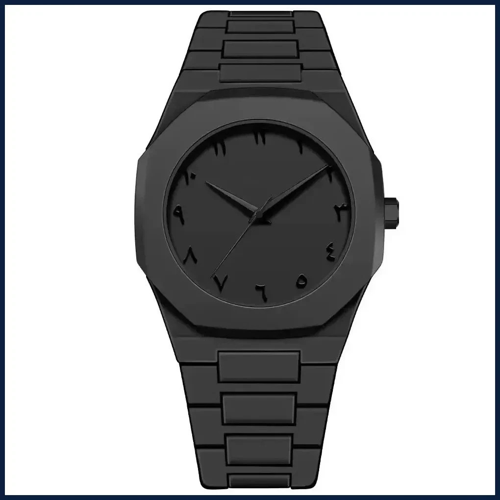 Modern Minimalist All-black Men’s Watch Arabic Digital Sports Leisure Quartz Wat