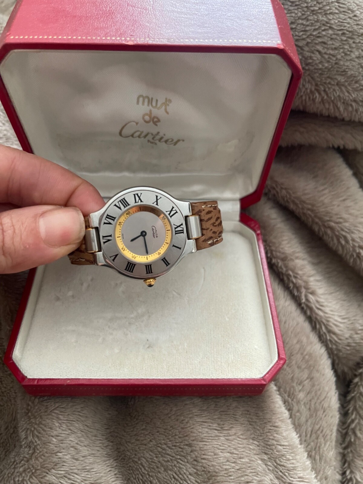 Must de Cartier “21” Watch with Original Strap, Deployment Clasp and Box