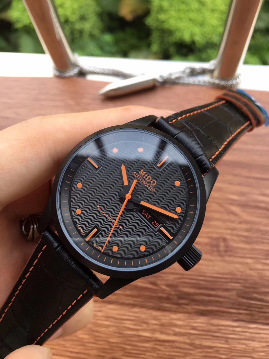MIDO Multifort Automatic Men Watch Black / Orange 42mm Leather Strap