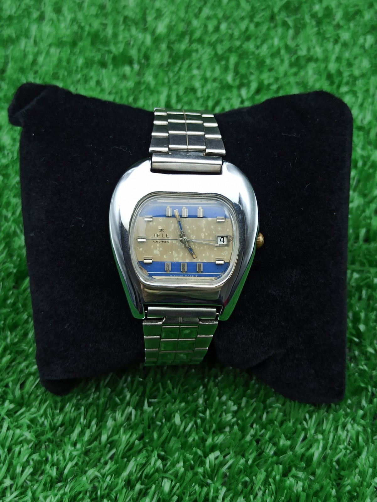 GENUINE ANTIQUE TELL CLASSIC AUTOMATIC WATCH RARE SWISS 60s COLORED DIAL 40 MM