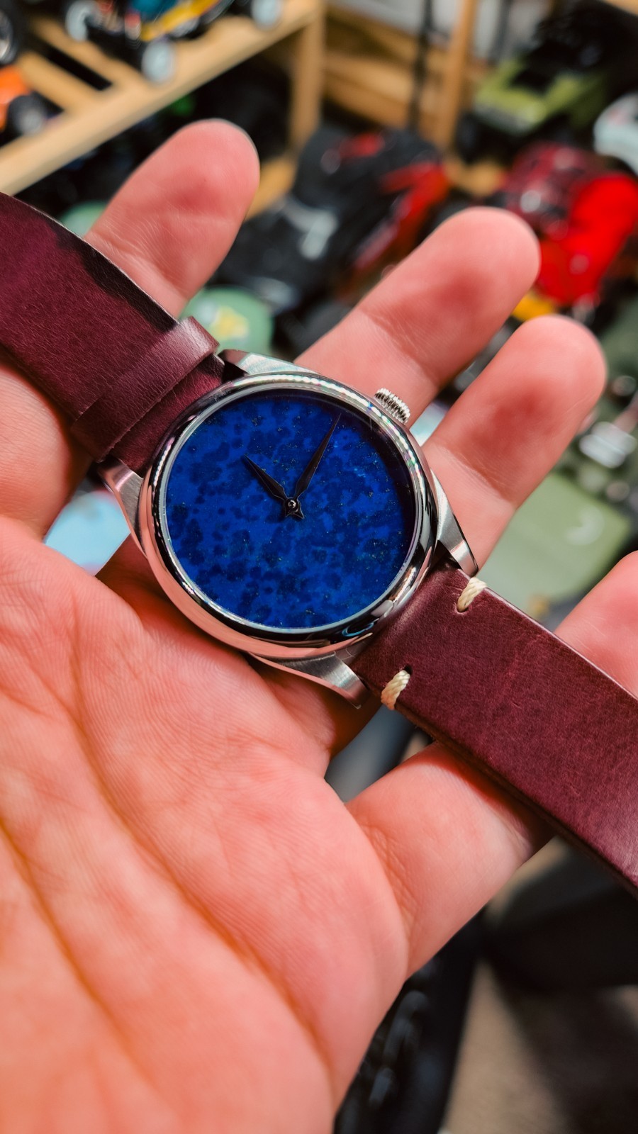 HUASUO 38mm Natural Lapis Lazuli Gemstone Dial Automatic Watch PT5000 Mvt Beaut!