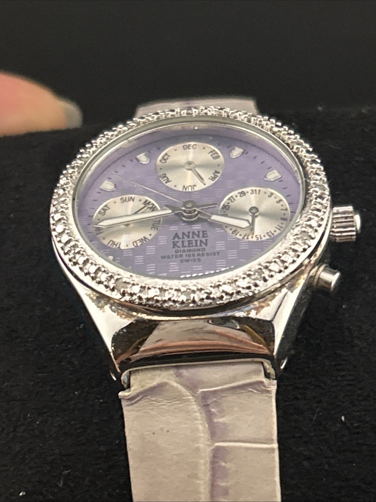 Anne Klein Diamond Accent Multi-Function Purple Watch